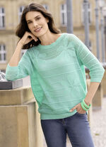 Pullover in transparenter Optik mit Blütenmotiven 