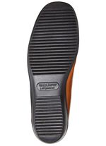 Waldl&auml;ufer, bequeme Damen-Slipper, Weite H, mit herausnehmbarem Fussbett COGNAC-BLAU