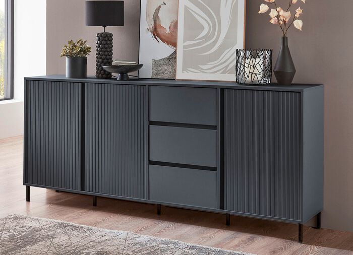 Sideboard mit aufwendiger Rillenfront ANTHRAZIT