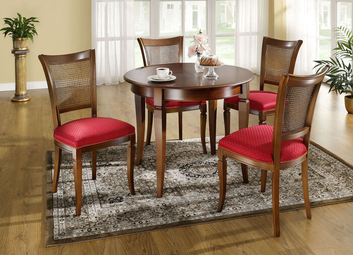 Elegante Esszimmermöbel mit Schnitzereien an den Beinen NUSSBAUM-ROT