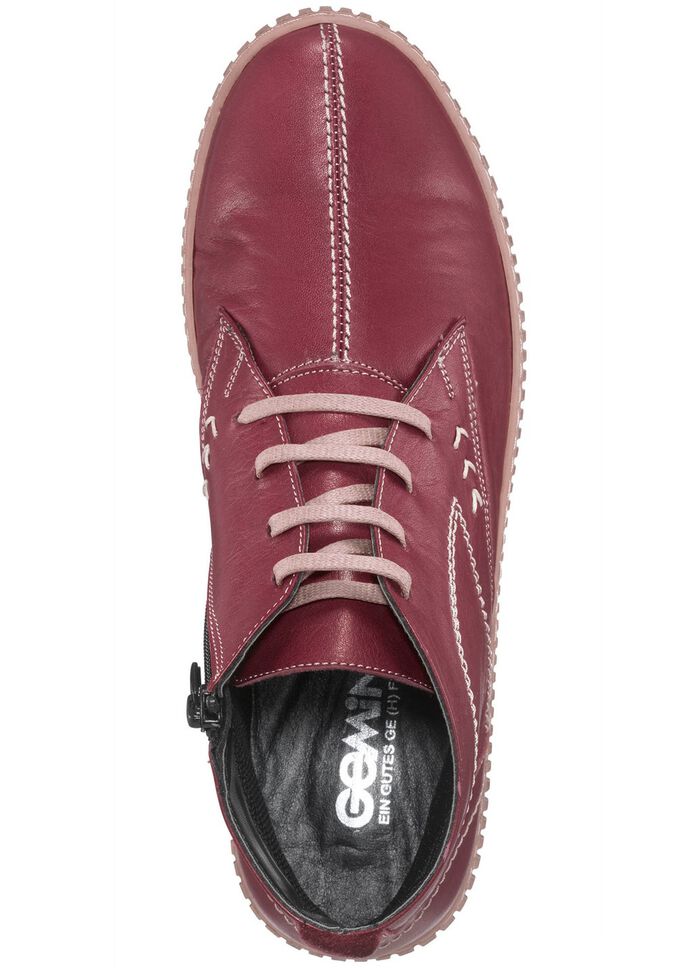 Gemini Schn&uuml;r-Bootie mit Ziern&auml;hten RUBINROT