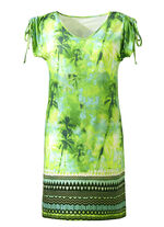 Kleid mit überschnittenen Ärmeln und Bordüre