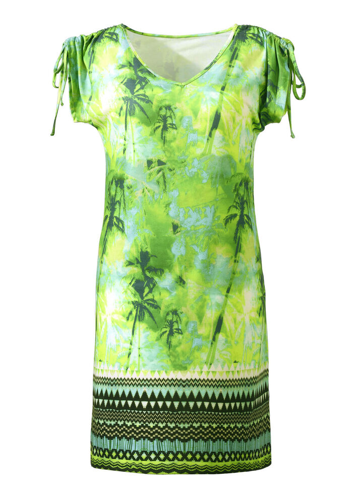 Kleid mit überschnittenen Ärmeln und Bordüre