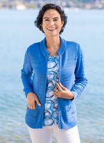 Strickjacke mit Strukturstreifen AZURBLAU