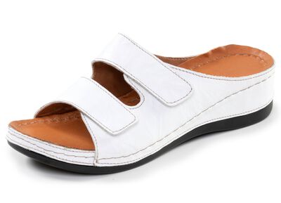 Bequeme Damen-Pantoletten, Weite G, mit Klettverschluss 