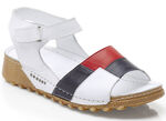 Gemini Sandale aus schattiertem Rind-Nappaleder WEISS-BLAU-ROT
