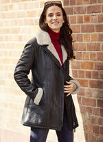 Lederkurzmantel mit Reverskragen 