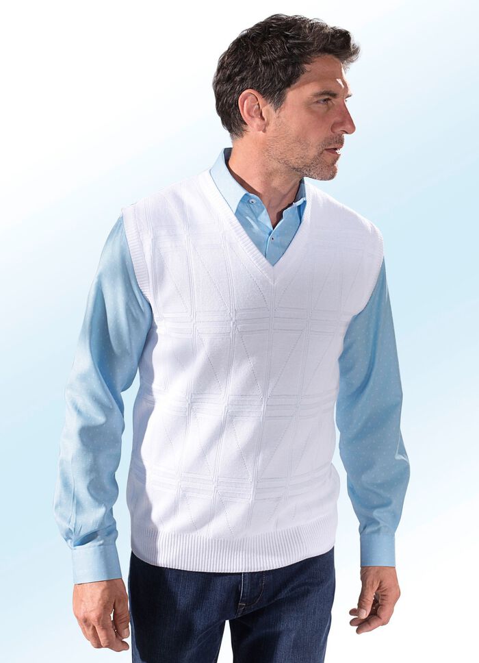 Pullunder mit Strukturmuster in 3 Farben WEISS