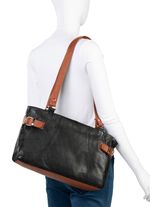 Laurina, Tasche, Damen, aus Leder SCHWARZ-COGNAC