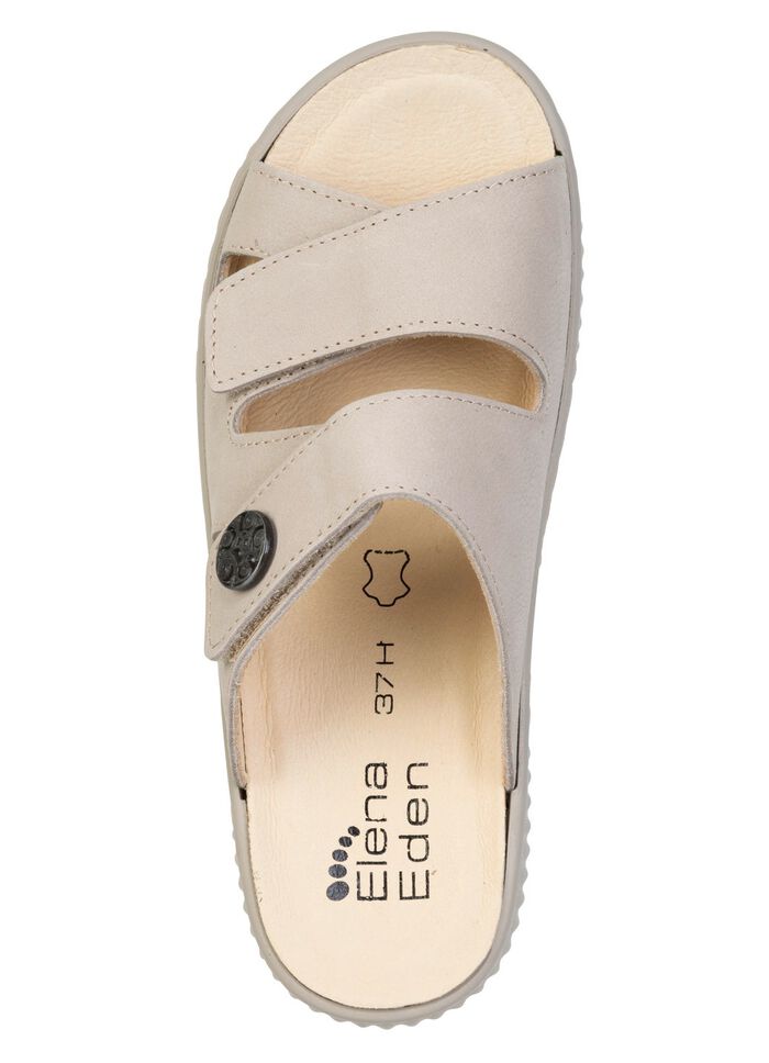 ELENA EDEN, bequeme Damen-Pantoletten, Weite H, mit herausnehmbarem Fussbett BEIGE