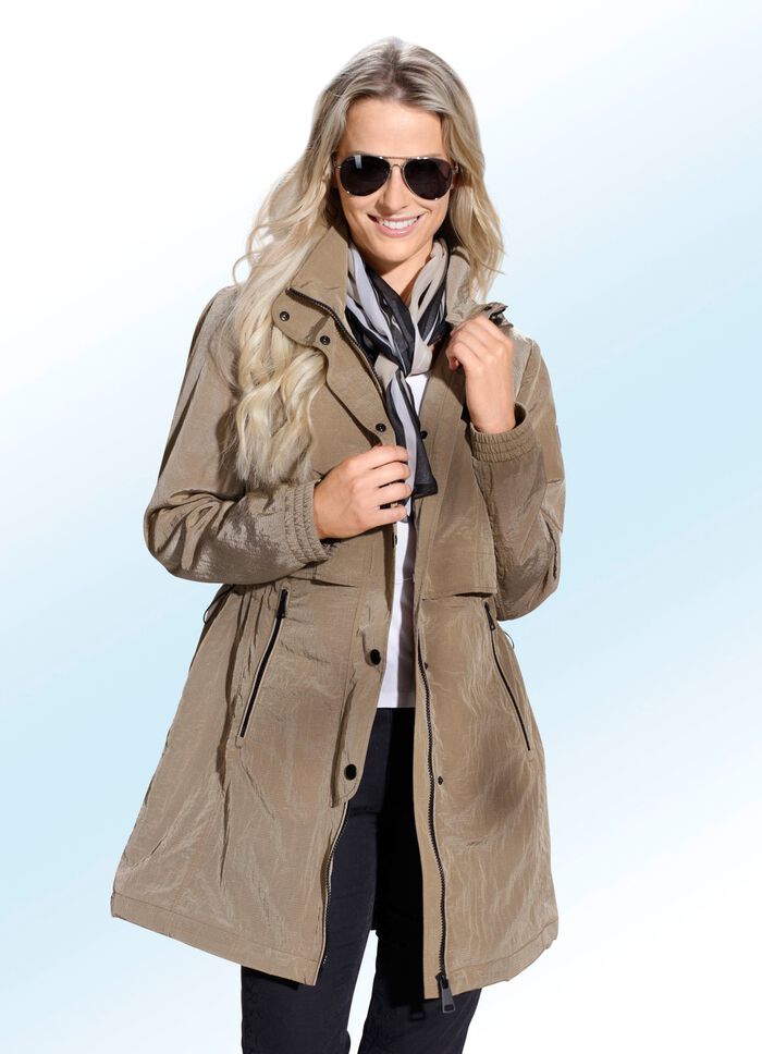 Longjacke in 2 Farben mit abnehmbarer Kapuze HASELNUSS