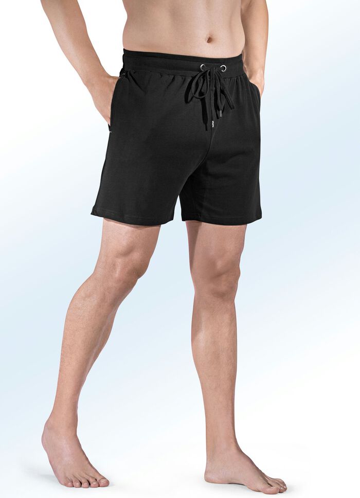 Zweierpack Pyjama- und Freizeithosen kurz mit Durchzugsband 1X SCHWARZ, 1X GRAFIT
