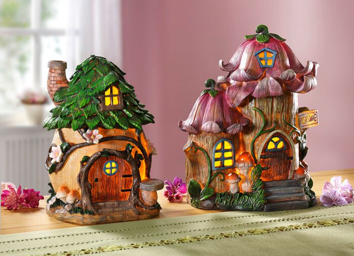 Beleuchtetes Zwergenhaus GR&Uuml;N-BRAUN