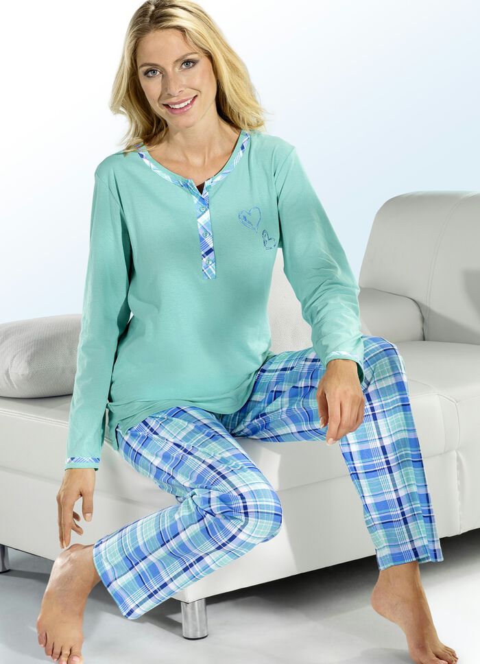 Vorteilspack Pyjamas, Kurz- und Langarm mit Knopfleiste MINT-BUNT