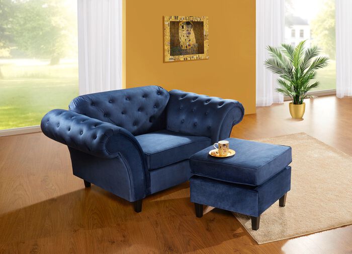 Aussergew&ouml;hnliche Polsterm&ouml;bel auf stabilem Holzgrundgestell BLAU