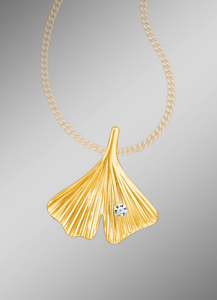 Gl&uuml;cksbringer Anh&auml;nger &laquo;Ginkgo-Blatt&raquo; mit Brillant 