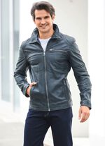 Lederkurzjacke mit Steh-Umlegekragen 