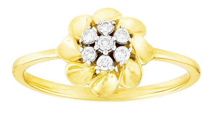 Schicker Damenring in Blütenform mit 7 Brillanten 