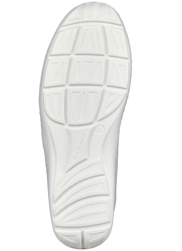 Waldläufer, bequeme Damen-Slipper, Weite H, mit herausnehmbarem Fussbett NATURWEISS