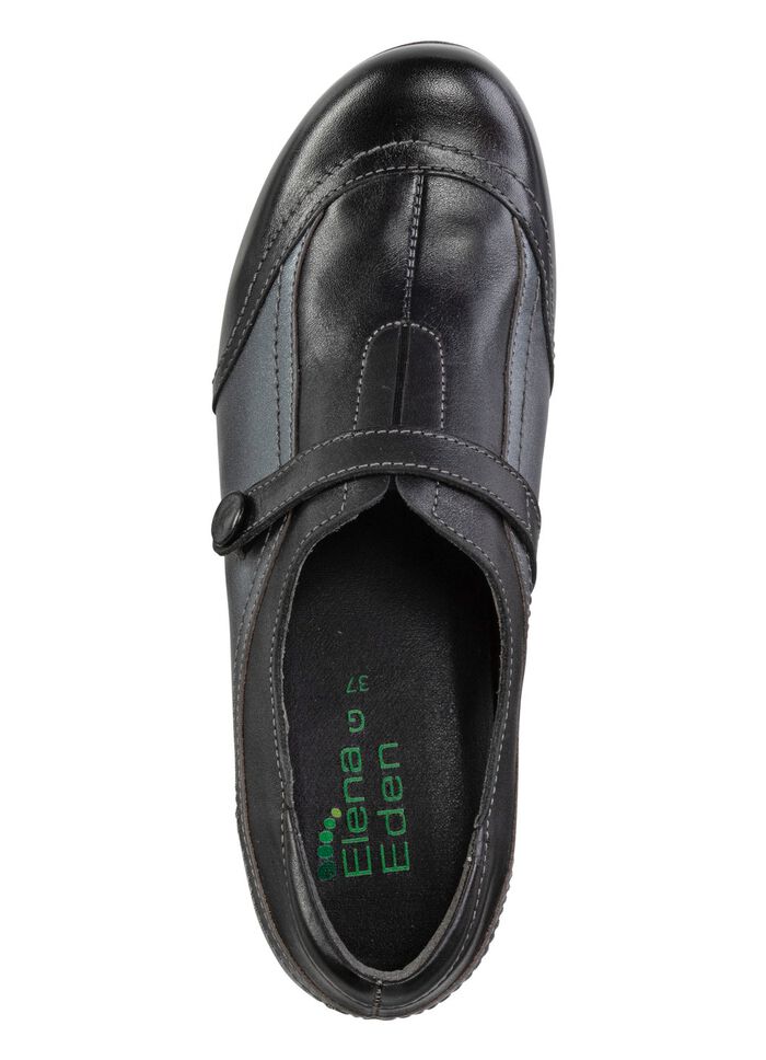 ELENA EDEN, eleganter Damen-Trotteur, Weite G, mit herausnehmbarem Fussbett SCHWARZ-ALTSILBER