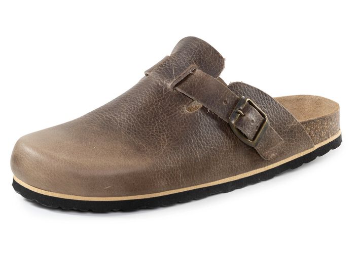 GINO GALANTE Clog aus schattiertem, genarbtem Rindleder TABAKBRAUN