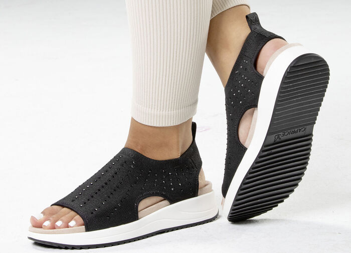 Caprice Sandale mit schwarzen Glitzersteinchen SCHWARZ