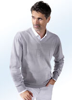 Pullover mit V-Ausschnitt in 3 Farben GRAU MELIERT