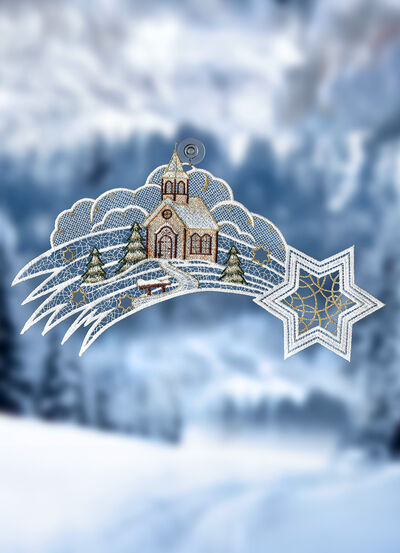 Fensterbild  aus echter Plauener Spitze 