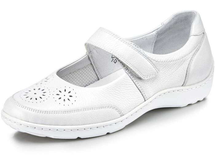 Waldl&auml;ufer, bequeme Damen-Slipper, Weite H, mit herausnehmbarem Fussbett NATURWEISS