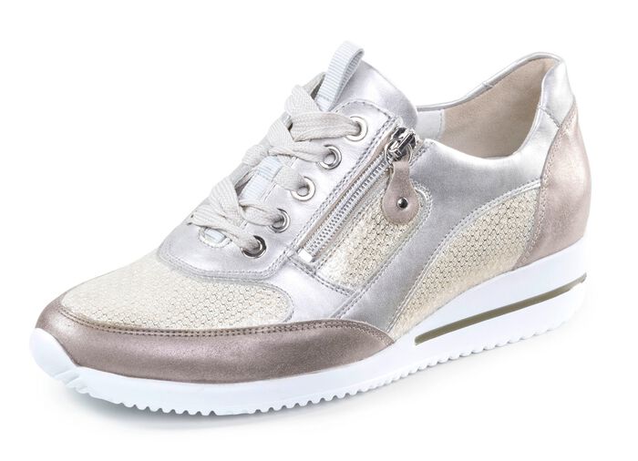 Waldl&auml;ufer Sneaker aus edlem Leder-Materialmix SEKT-BRONZE-PLATIN