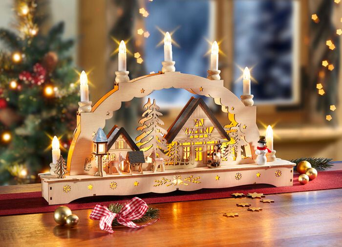 Lichterbogen aus Holz, Trafo-/batteriebetrieben 