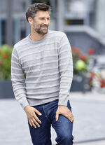 Rundhalspullover mit Strukturdessin in 2 Farben SILBERGRAU MELIERT