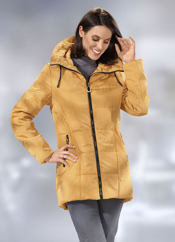 Longjacke mit fester Kapuze 