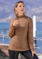 Shirt mit modischer Ausschnittverarbeitung  BRAUN