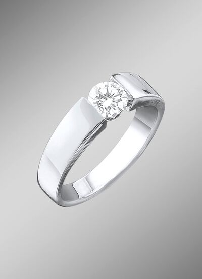 Exquisiter Damenring in Weissgold mit Brillant 