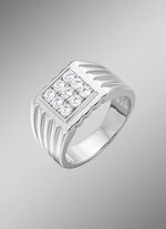 Markanter Herrenring mit synth. Zirkonia 