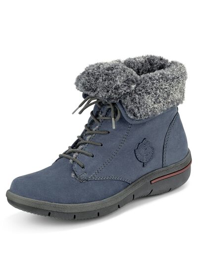 Waldl&auml;ufer Schn&uuml;r-Stiefelette mit kuscheligem Webpelzkragen 