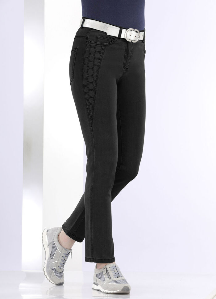 Jeans mit schöner Stickerei SCHWARZ