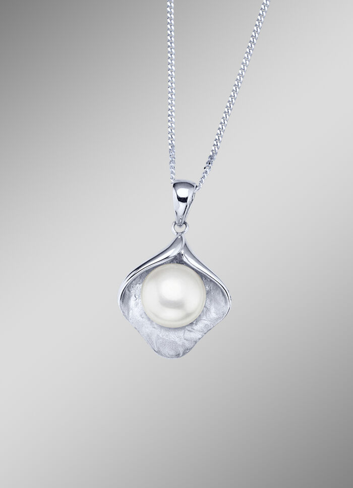 S&uuml;sswasser-Zuchtperlen Anh&auml;nger mit Panzerkette  