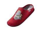 Hausschuh mit Eulen-Applikation ROT