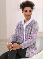 Strickjacke mit dekorativen Kn&ouml;pfen GRAU-BEERE-ROSA