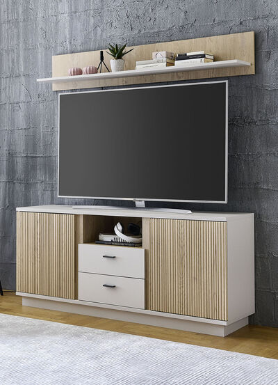 Tolles TV-Longboard mit Wandregal 