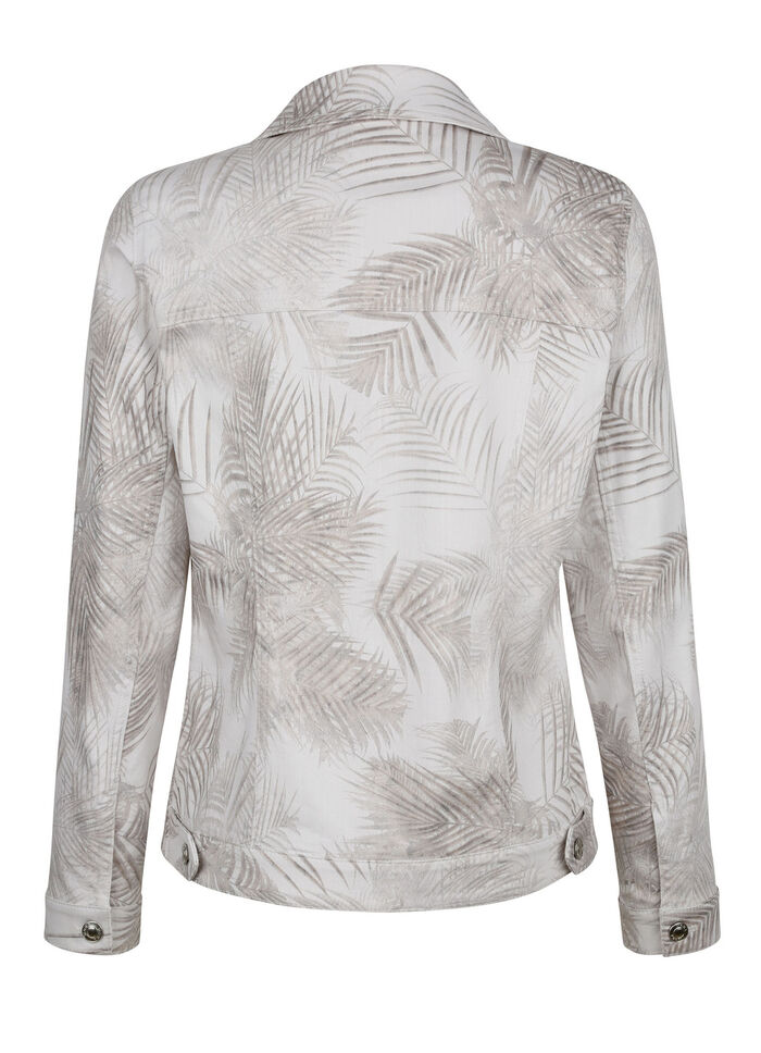 Jeansblazer mit tonigem Bl&auml;tterdruck 