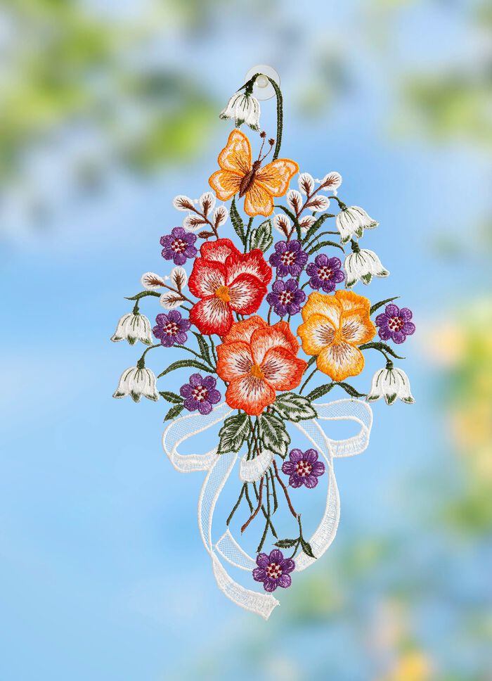 Fensterbild mit Blumen-Motiv 