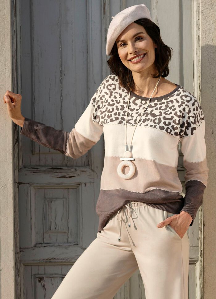 Pullover in Feinstrick ECRU-BEIGE-BRAUN