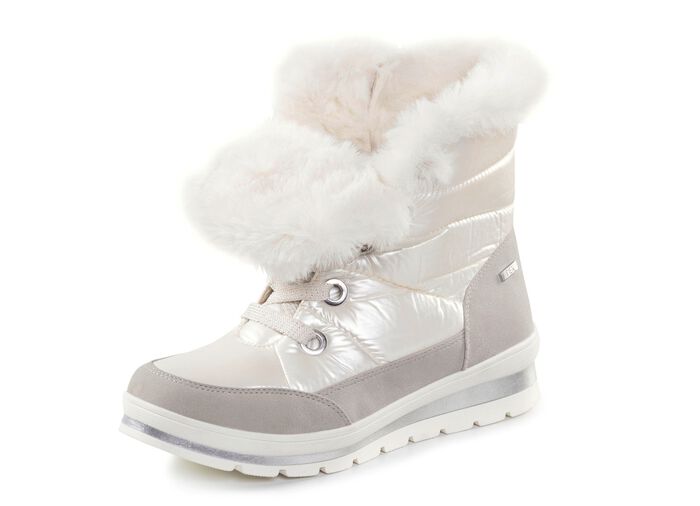 ELENA EDEN, gef&uuml;tterte Damen-Boots, Winterschuhe, Weite G, mit herausnehmbarem Fussbett PERLWEISS-GRAU