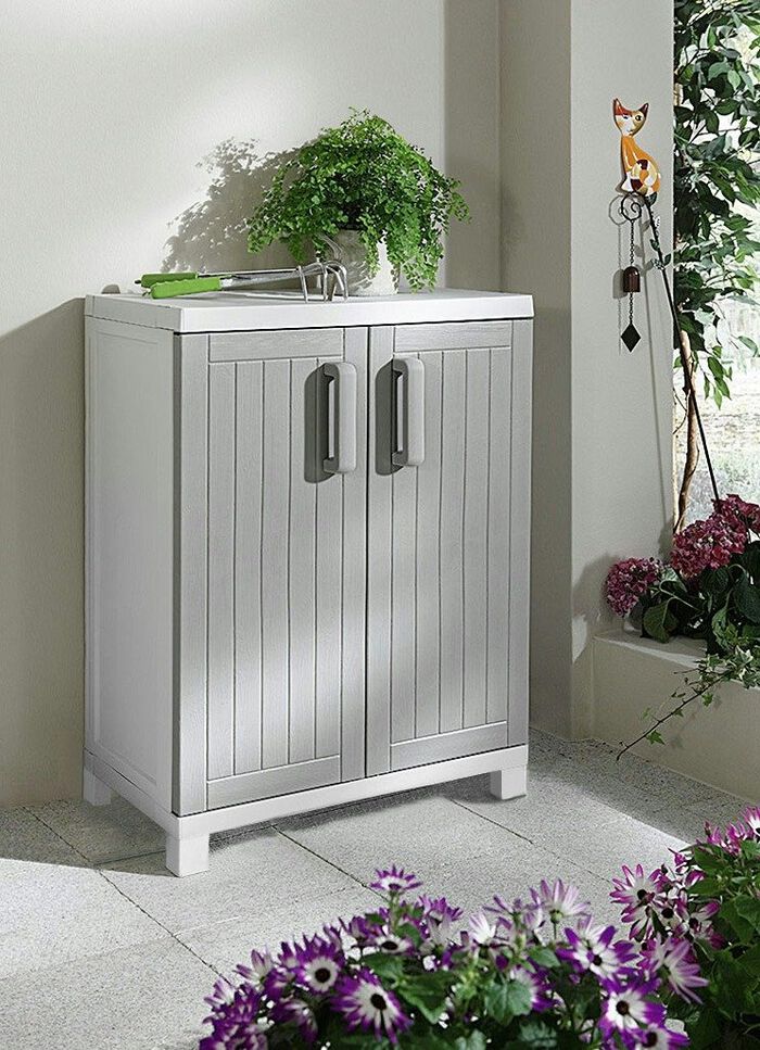 Aufbewahrungs-Schr&auml;nke aus Polypropylen GRAU