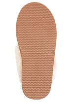 ELENA EDEN, warme Damen-Hausschuhe, mit Lammfell CAMEL