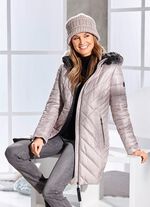 Kurzmantel mit abnehmbarem Kunstpelz-Besatz CAPPUCCINO