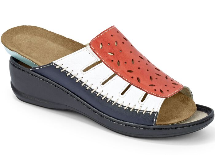Gemini Pantolette mit praktischem Wechselfussbett ROT-WEISS-MARINE